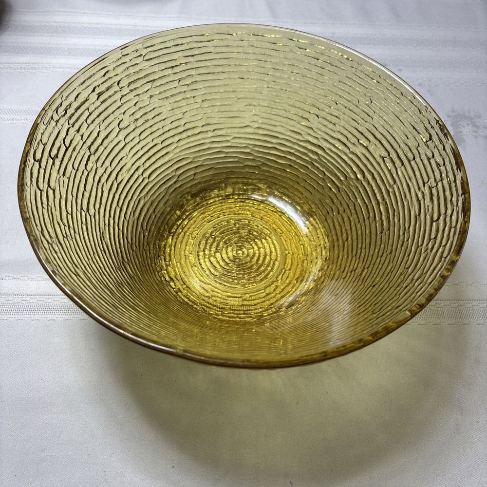 Vintage Anchor Hocking Glass Bowl Gold Amber Soreno Serving Bowl